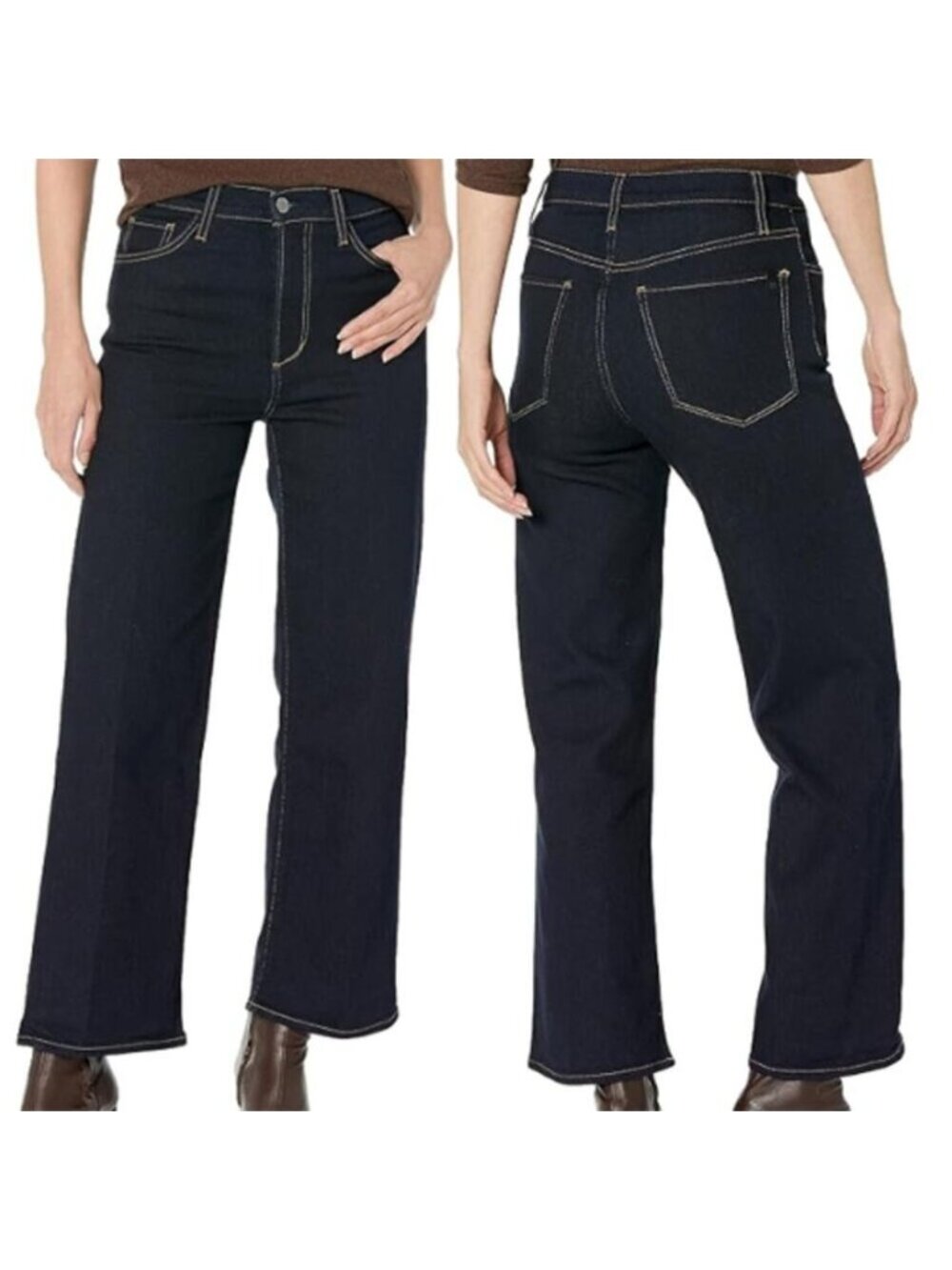 NEW Joe's The Blake High Rise Wide Leg Crop Denim Jeans Dark Blue Size: 30